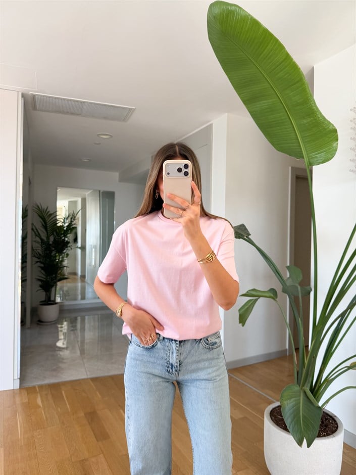 Dilvin Basic Tişört - Toz Pembe
