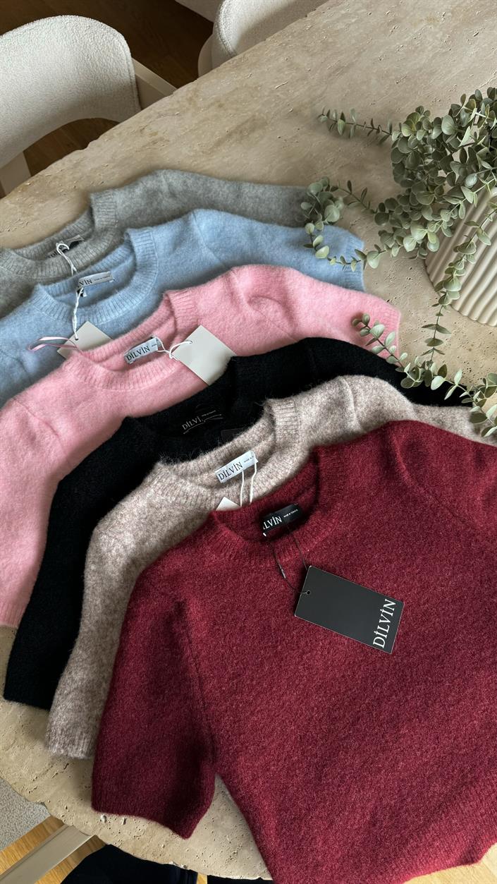 Dilvin Bisiklet Yaka Kısa Kollu Triko-Siyah