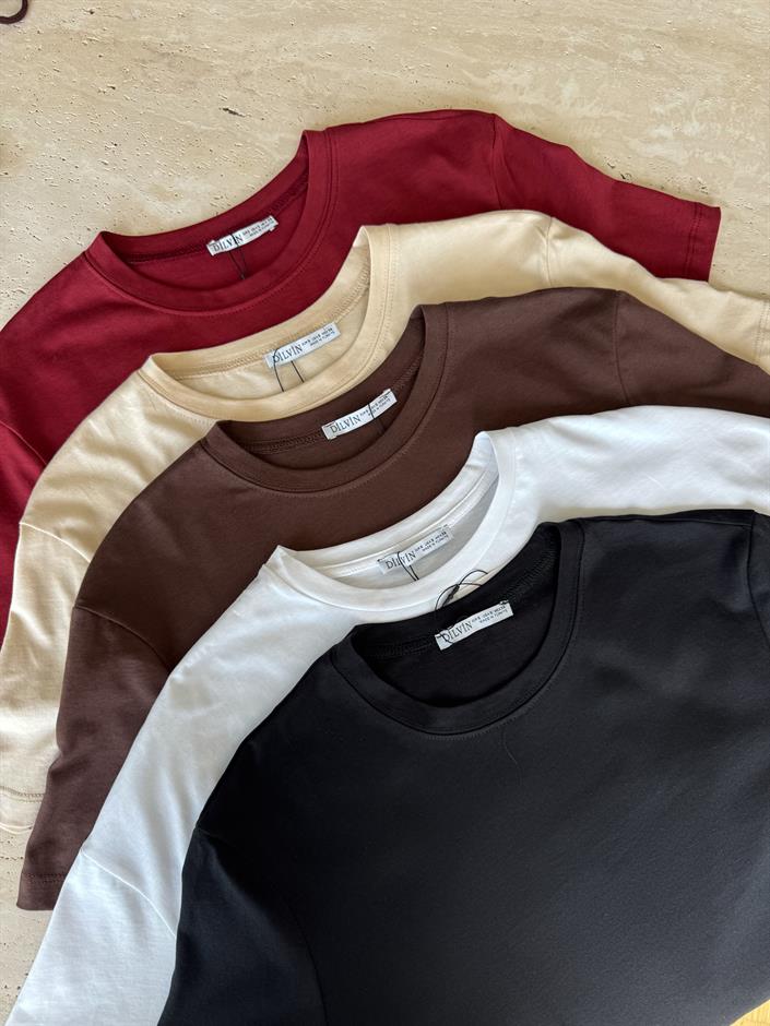 Dilvin Bisiklet Yaka Tişört - Siyah