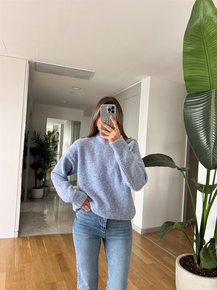 Dilvin Bisiklet Yaka Yumoş Kazak - Mavi