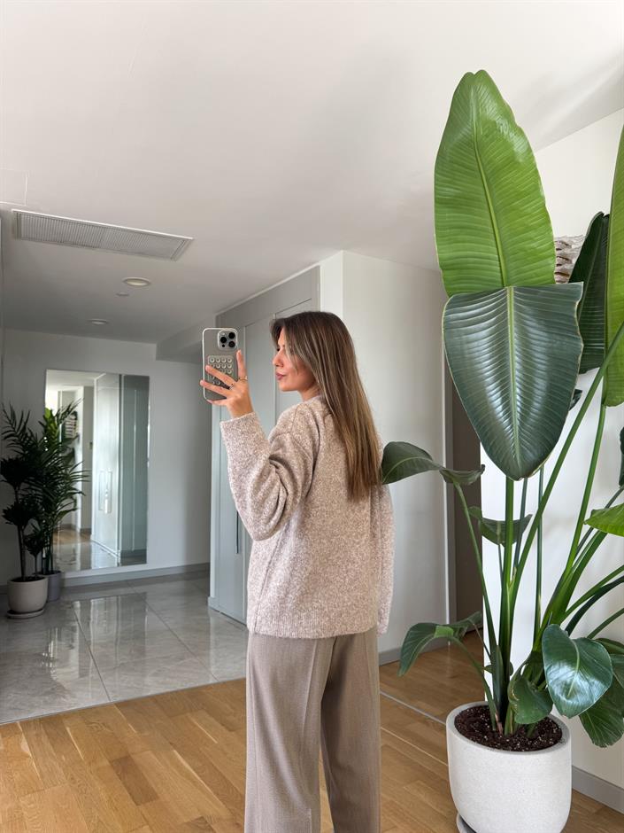 Dilvin Bisiklet Yaka Yumoş Kazak - Vizon