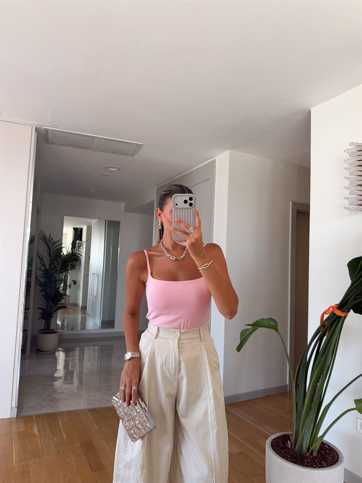 Dilvin Bra Askılı Top - Pembe