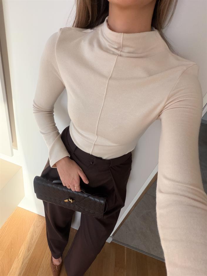 Dilvin Dik Yaka Bluz - Taş