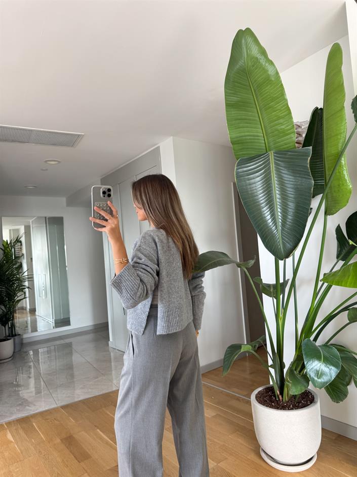 Dilvin Düğmeli Hırka - Gri