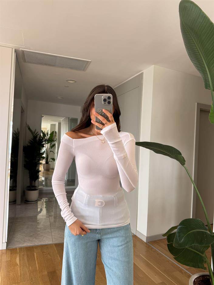 Dilvin Düşük Yaka Badi-Beyaz