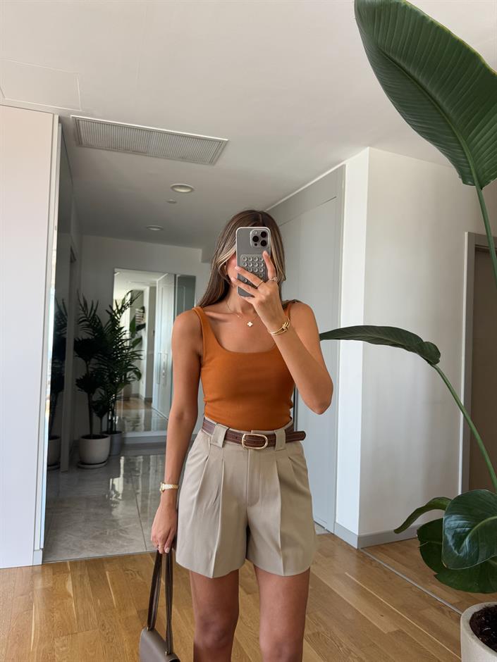 Dilvin Fitilli Askılı Atlet - Açık Kiremit