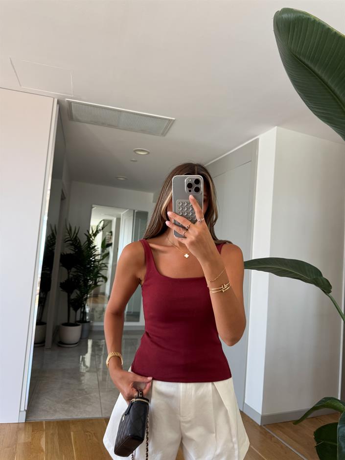 Dilvin Fitilli Askılı Atlet - Bordo