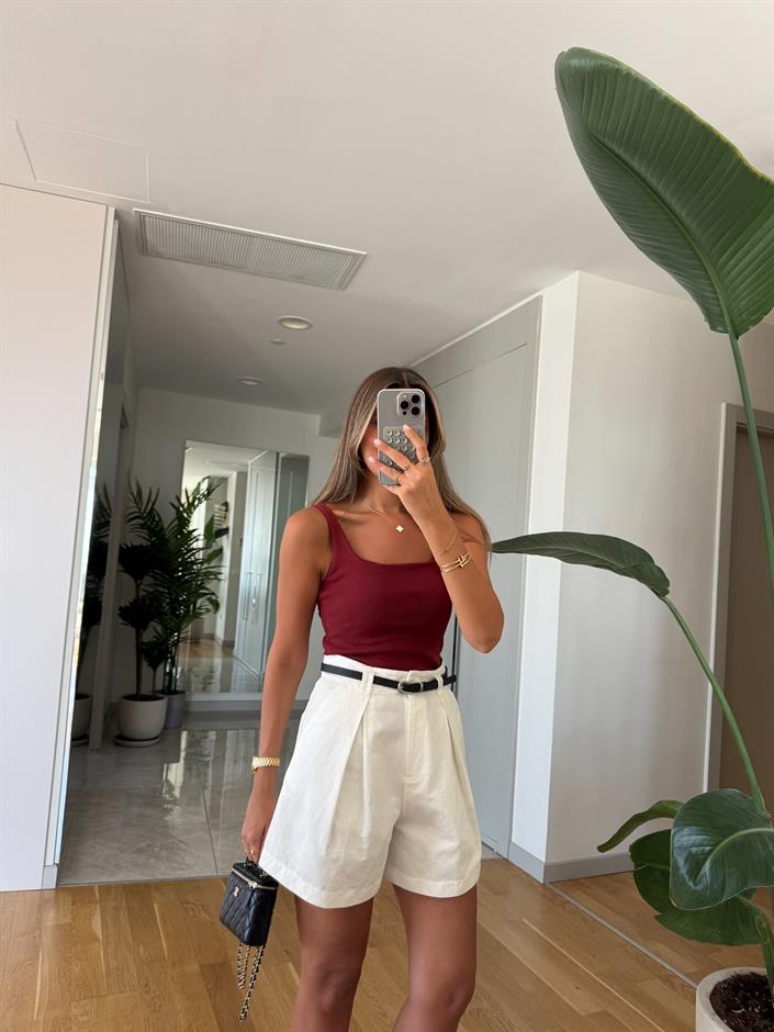 Dilvin Fitilli Askılı Atlet - Bordo