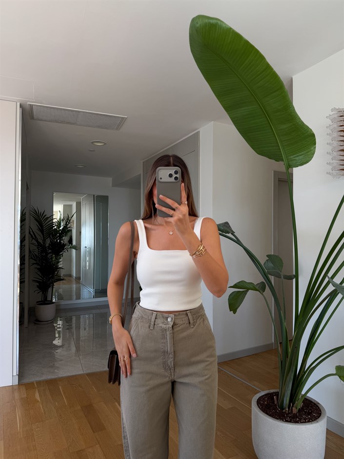 Dilvin Fitilli Askılı Atlet - Ekru