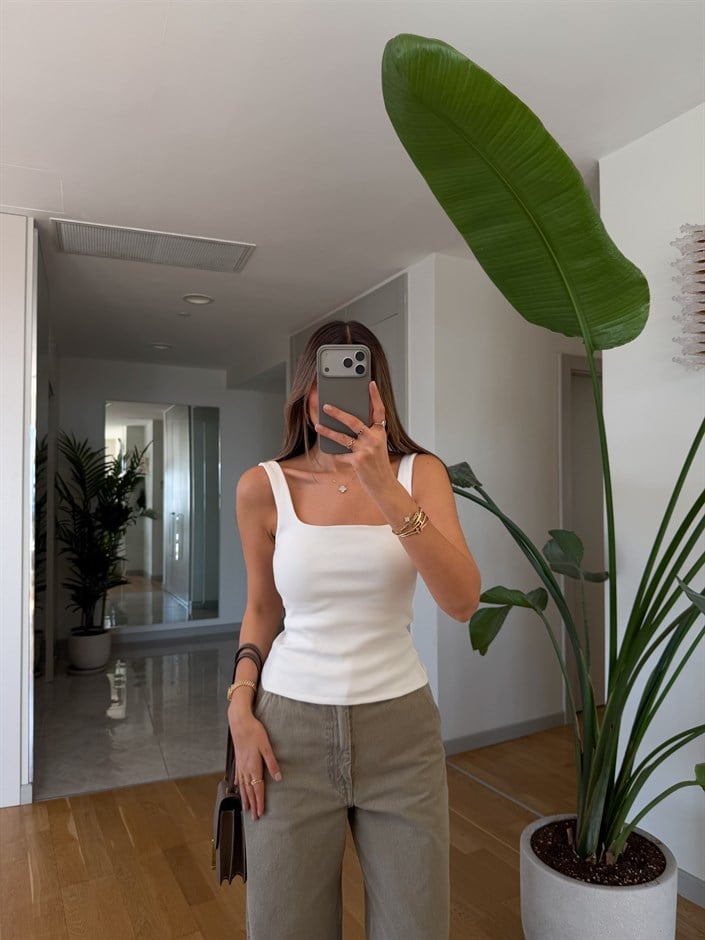 Dilvin Fitilli Askılı Atlet - Ekru