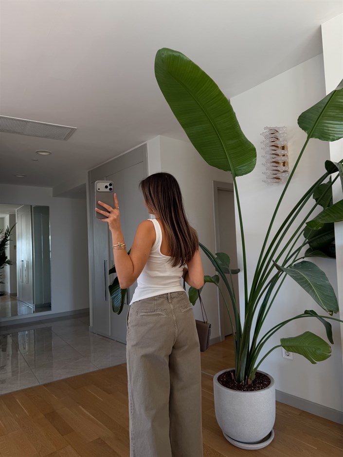 Dilvin Fitilli Askılı Atlet - Ekru