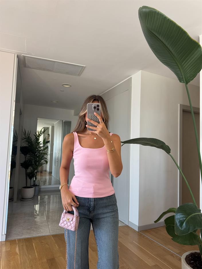 Dilvin Fitilli Askılı Atlet - Pembe