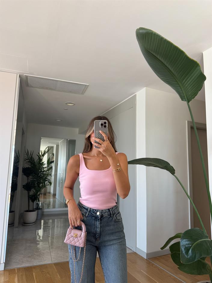 Dilvin Fitilli Askılı Atlet - Pembe