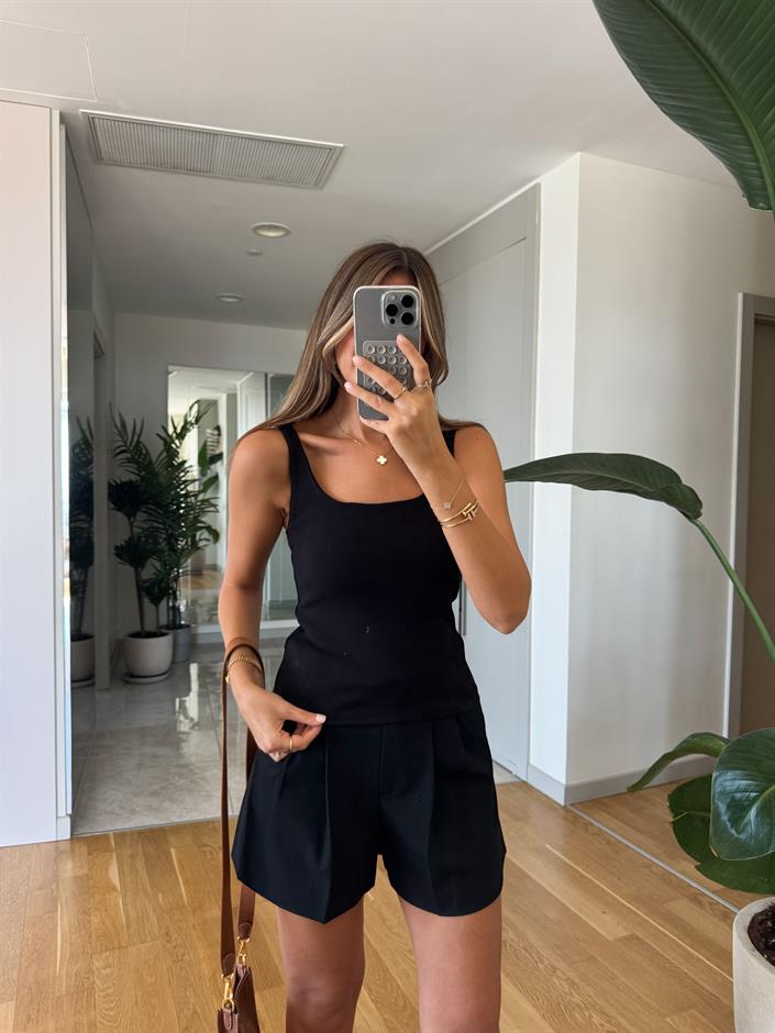 Dilvin Fitilli Askılı Atlet - Siyah