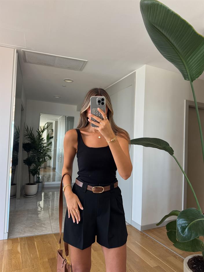 Dilvin Fitilli Askılı Atlet - Siyah