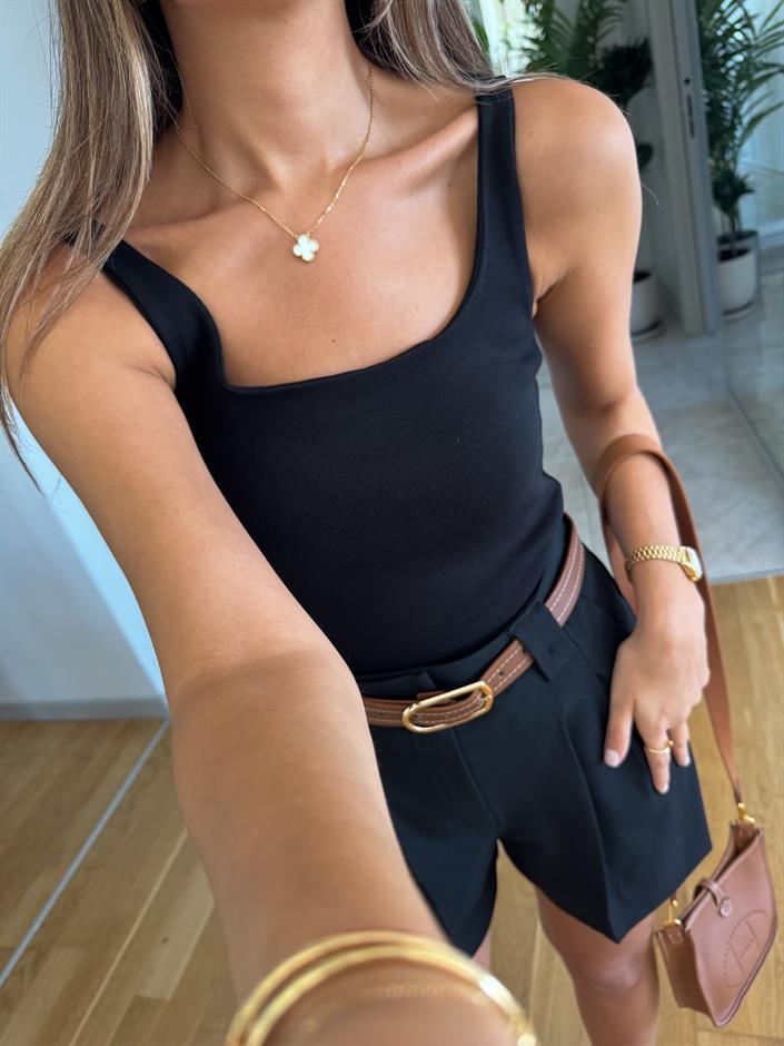 Dilvin Fitilli Askılı Atlet - Siyah