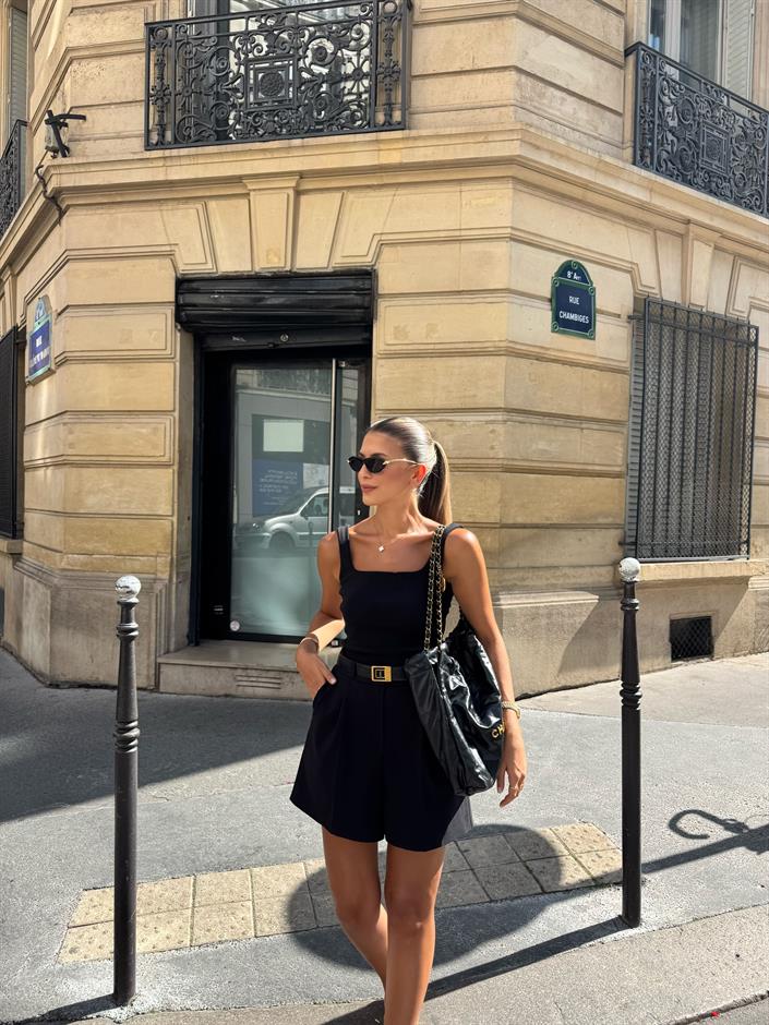 Dilvin Fitilli Askılı Atlet - Siyah