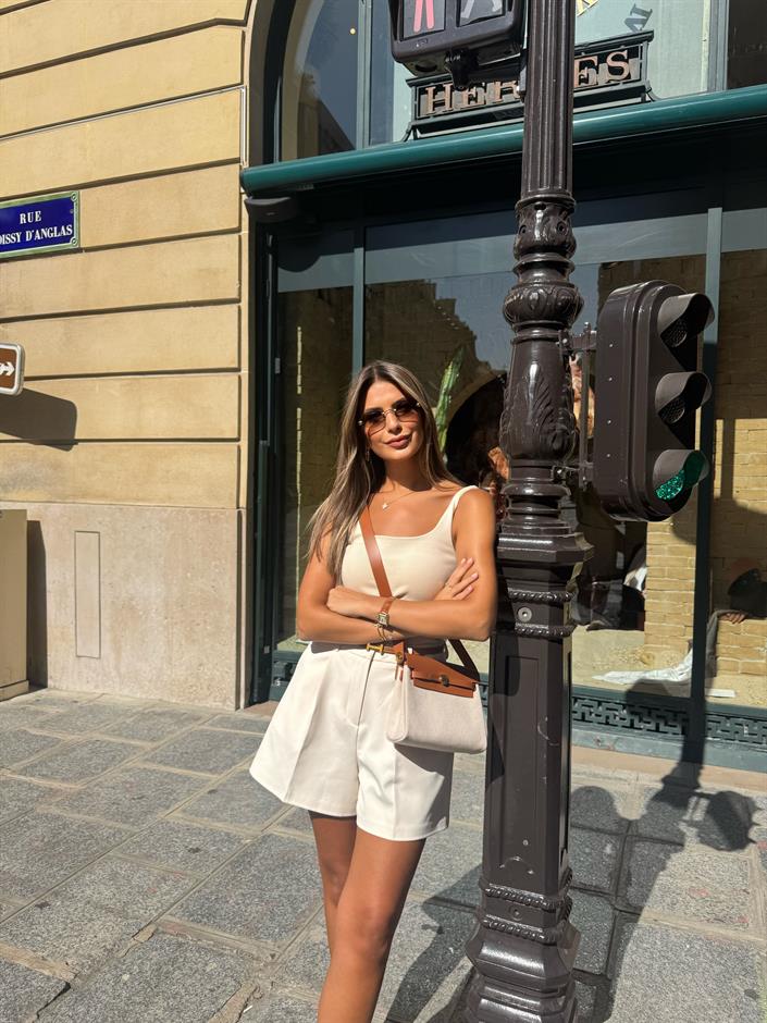 Dilvin Fitilli Askılı Atlet - Taş