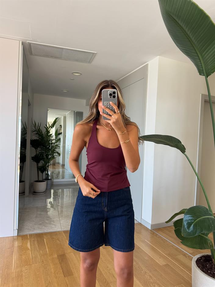 Dilvin Halter Yaka Bluz - Bordo