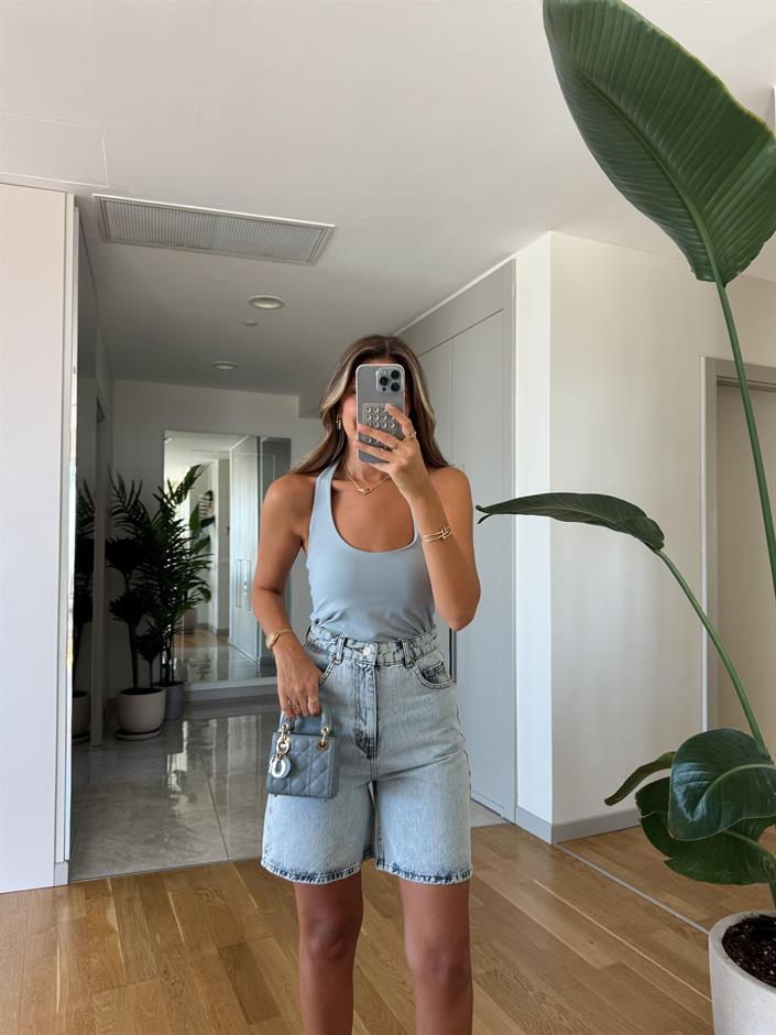 Dilvin Halter Yaka Bluz - Mavi