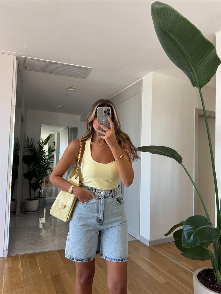 Dilvin Halter Yaka Bluz - Sarı