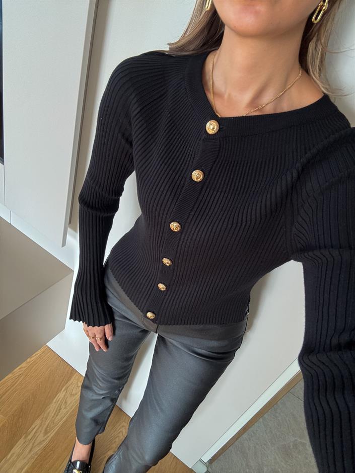 Dilvin İspanyol Kol Triko Hırka - Siyah 