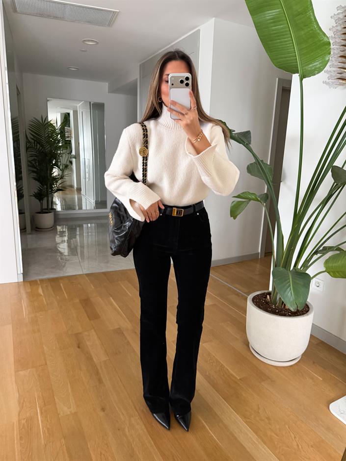 Dilvin Kadife Flare Pantolon - Siyah