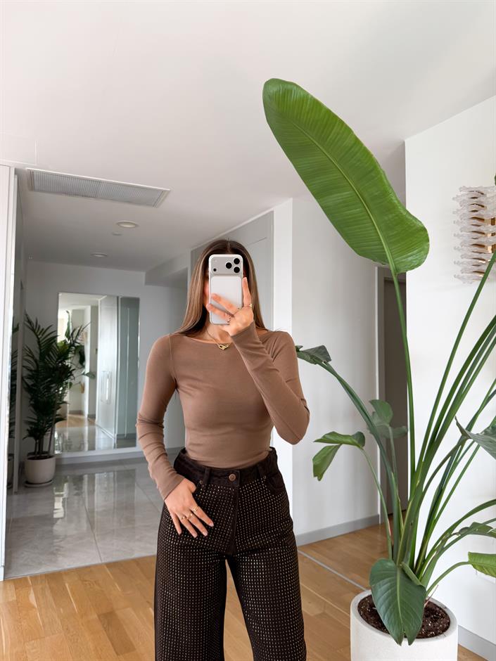 Dilvin Kayık Yaka Badi - Camel