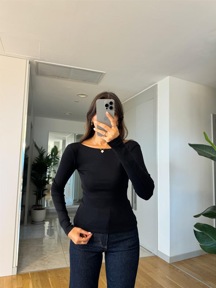 Dilvin Kayık Yaka Badi- Siyah