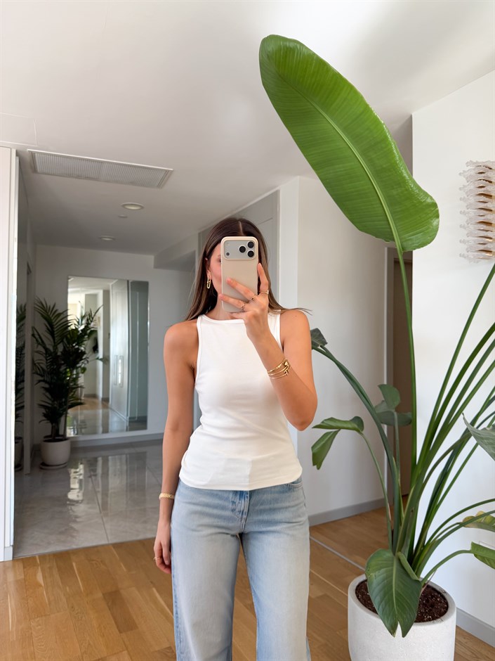 Dilvin Kayık Yaka Top - Ekru 