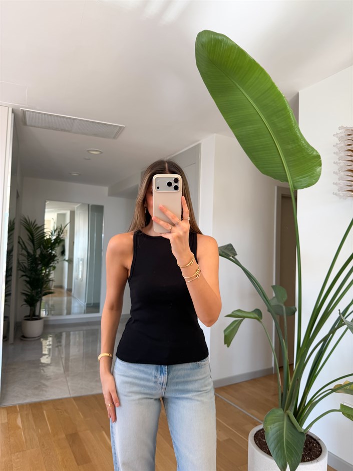 Dilvin Kayık Yaka Top -  Siyah