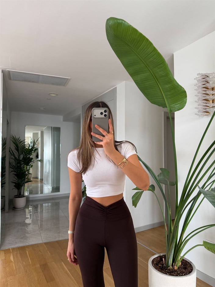 Dilvin Modal Crop Tişört - Beyaz