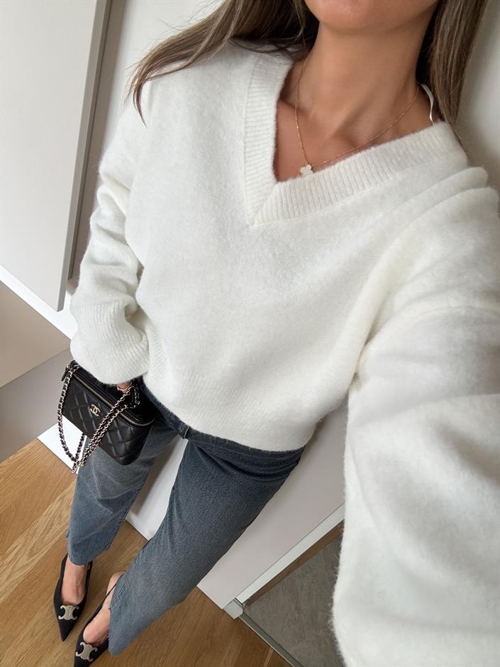 Dilvin V Yaka Yumoş Kazak - Ekru 