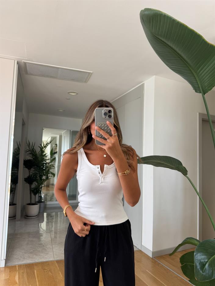 Dilvin Yakası Çıt Çıtlı Atlet -Beyaz