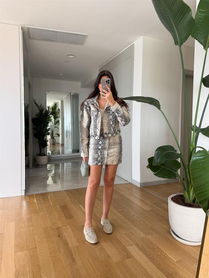 Dilvin Yılan Desenli Etek