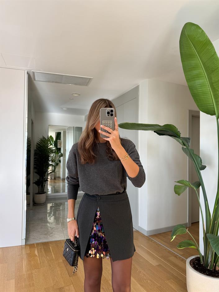 Dilvin Yün Karışımlı Basic Triko - Antrasit