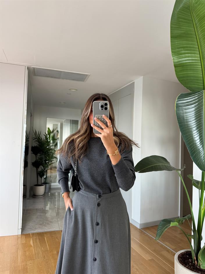 Dilvin Yün Karışımlı Basic Triko - Antrasit