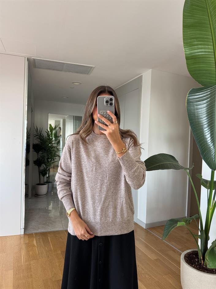 Dilvin Yün Karışımlı Basic Triko - Vizon