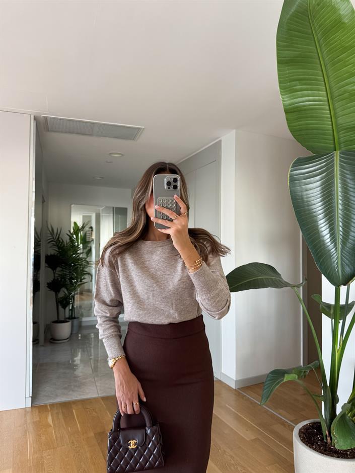 Dilvin Yün Karışımlı Basic Triko - Vizon