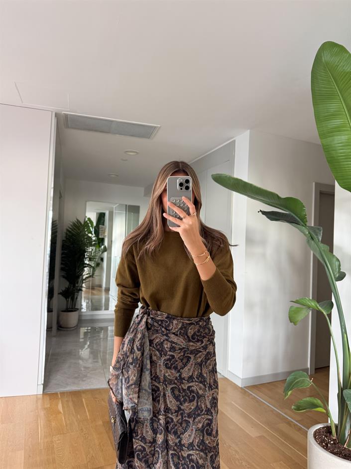 Dilvin Yün Karışımlı Basic Triko - Yeşil 