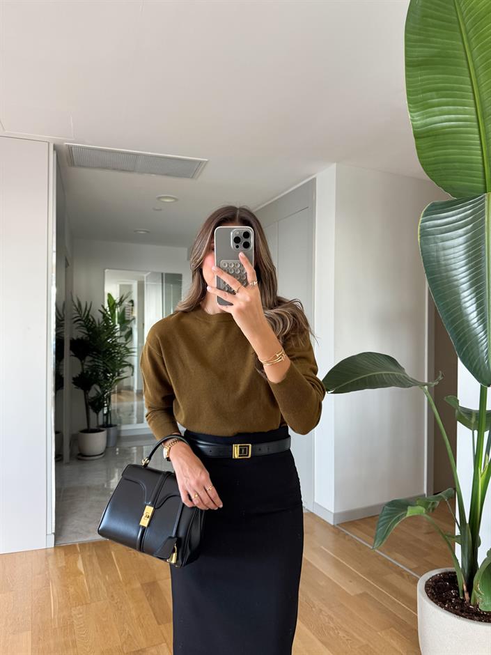 Dilvin Yün Karışımlı Basic Triko - Yeşil 