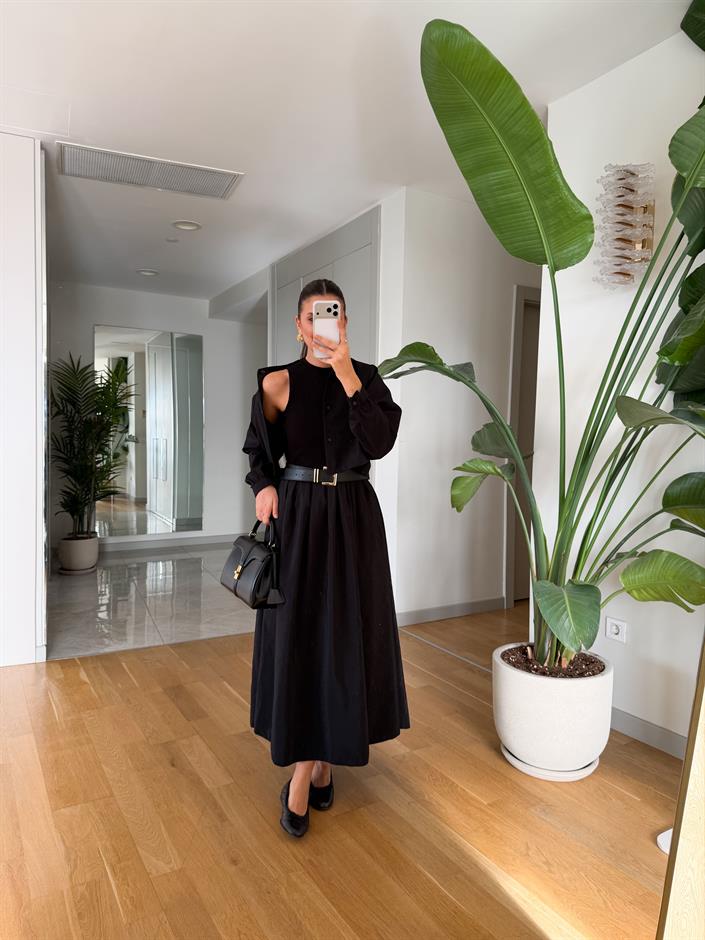 Donna Kemerli Gömlek Elbise Takım 