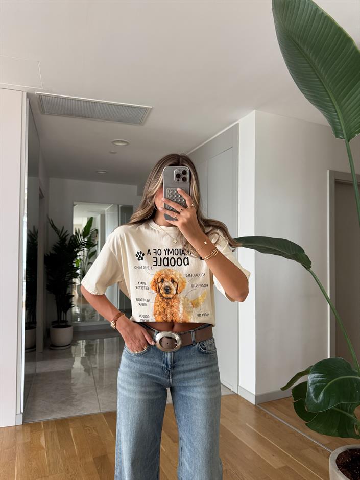 Doodle Köpek Baskılı Tişört