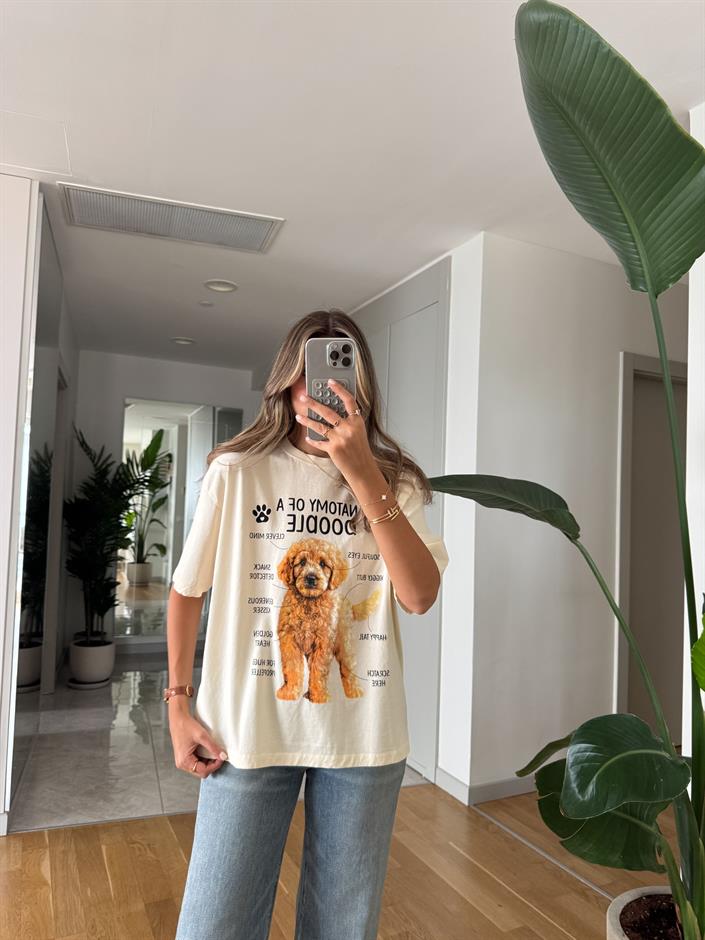 Doodle Köpek Baskılı Tişört