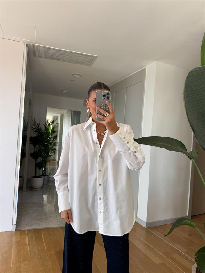 Düğmeli Oxford Gömlek - Beyaz 