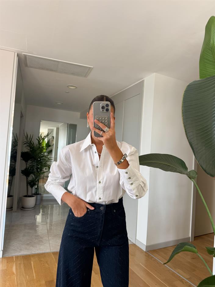 Düğmeli Oxford Gömlek - Beyaz 