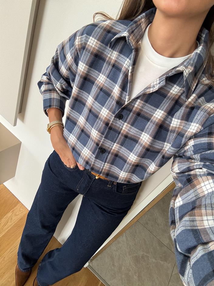 Dustin Mavi Ekoseli Gömlek 