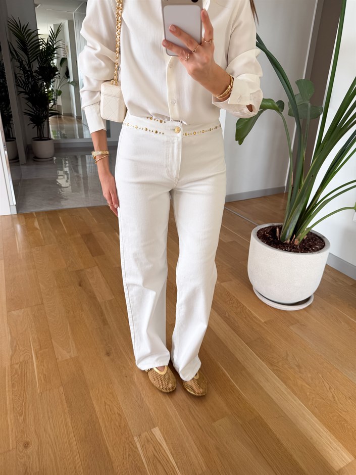 Ekru Gold Droplu Jean 