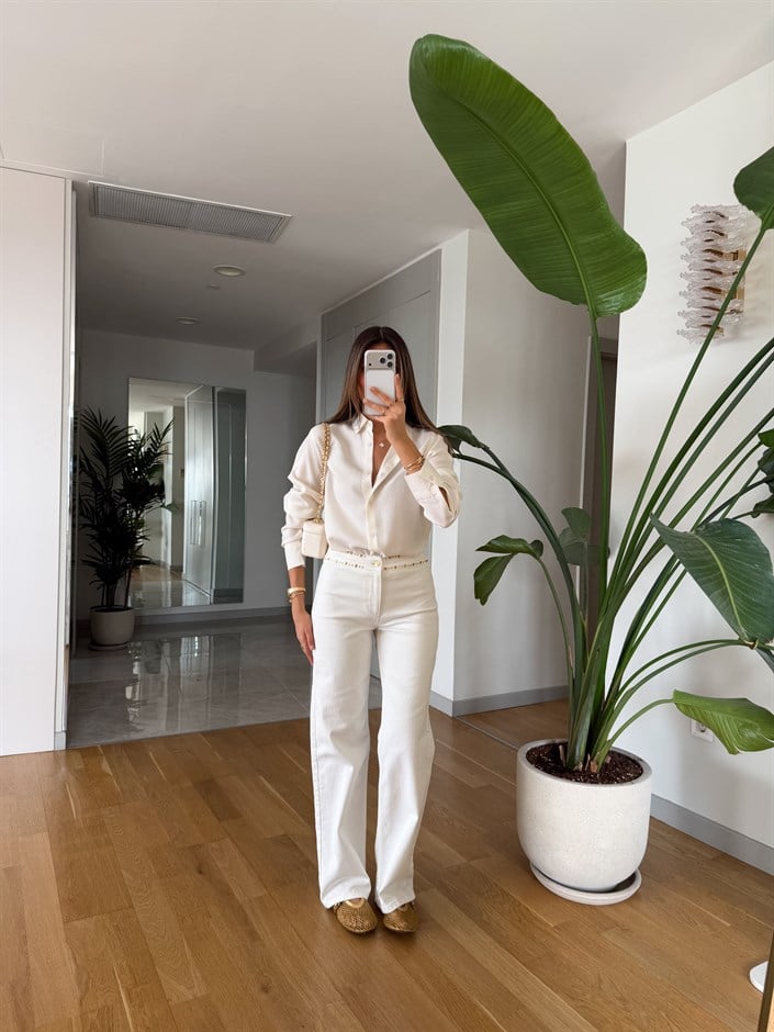 Ekru Gold Droplu Jean 