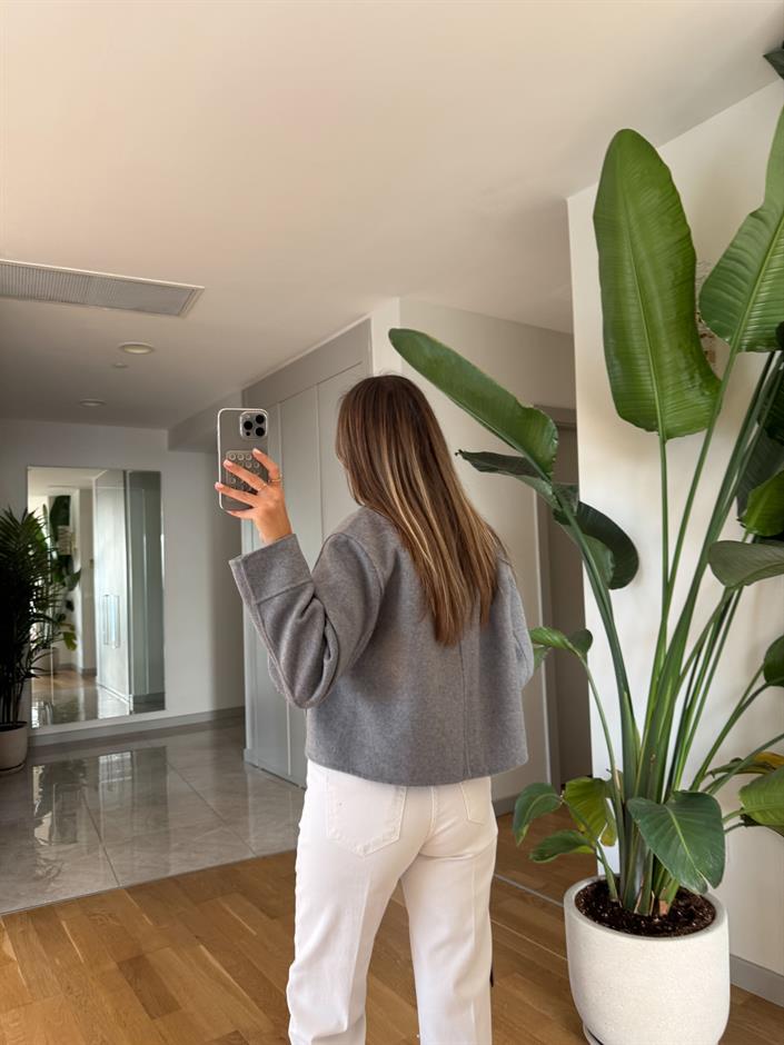 El Yapımı Özel Seri Kaşe Ceket - Gri 